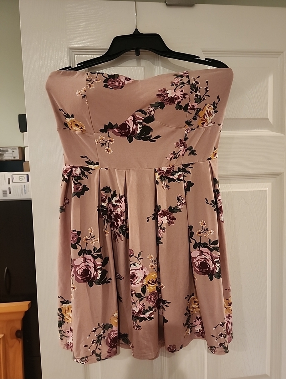No Boundaries Strapless Dress Floral Purple Size XL 15-17 NWOT Missing Straps
